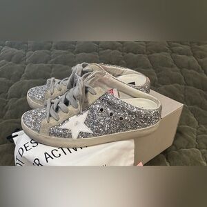 Golden Goose Silver Glitter Star Sneakers